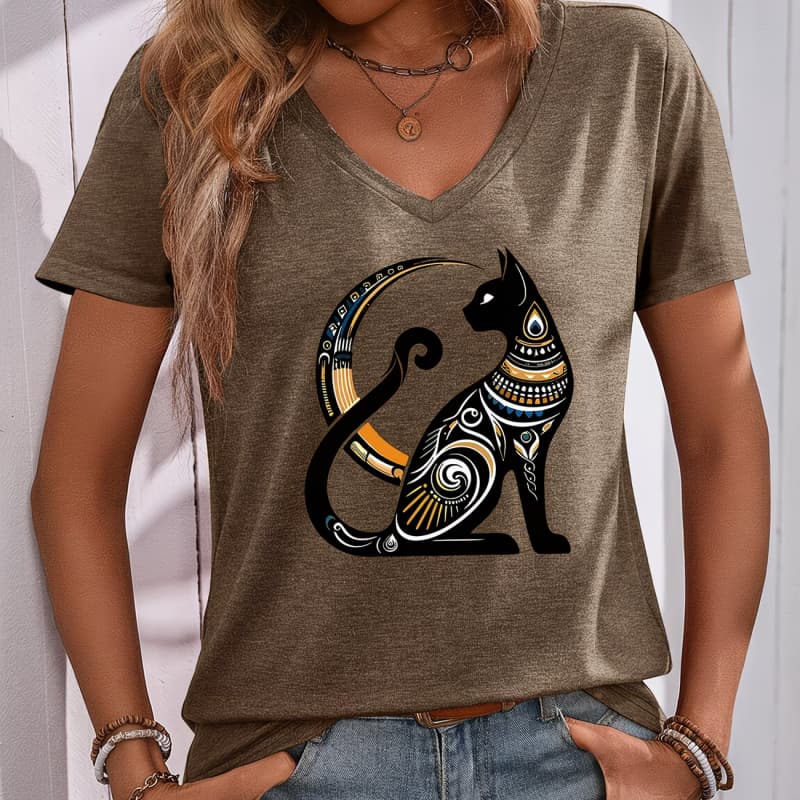 

Ladies Casual Short Sleeve V Neck T-Shirt XL