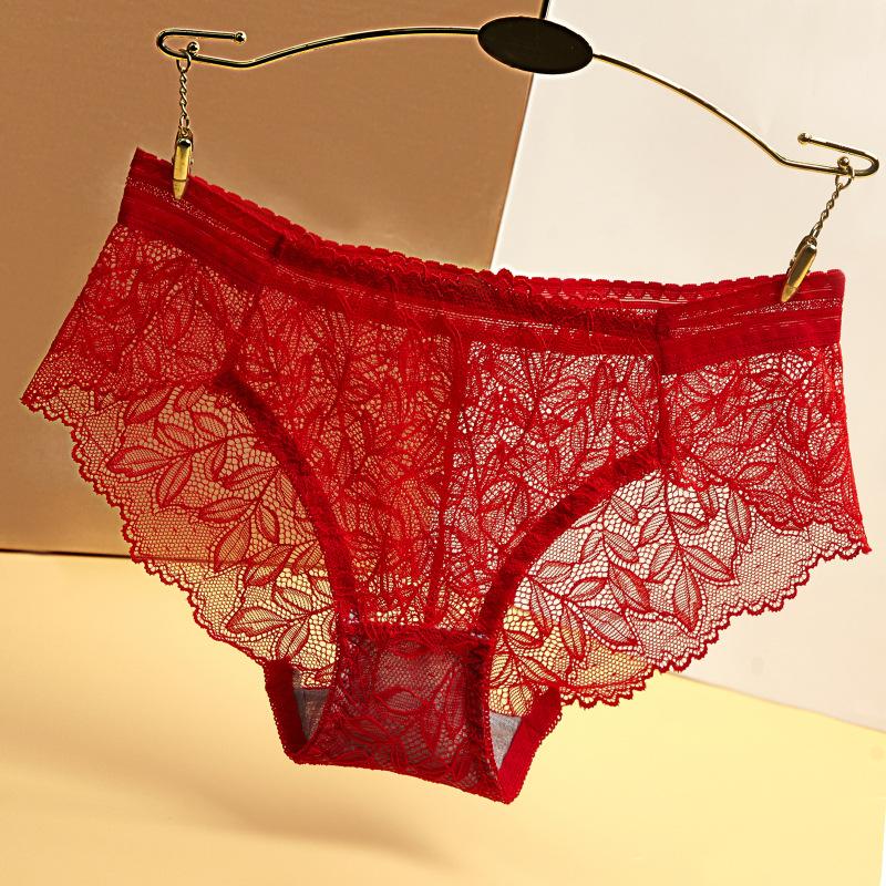 Transparent Lace Sexy Women's Underwear with No Trace Low Waist Breathable Triangle Pants for Women