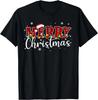 100% Cotton Unisex Merry Christmas Buffalo Plaid Red Santa Family Xmas T-Shirt