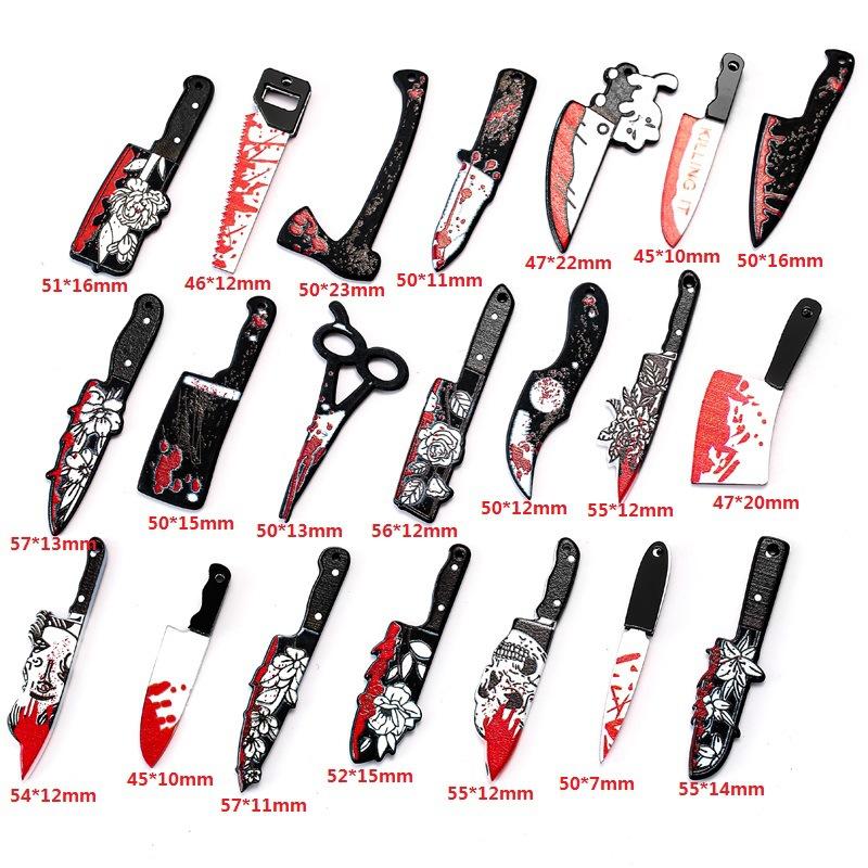 

21 шт. Серьги-подвески Черный цветок Двусторонние подвески-кинжалы Хэллоуин Серьги-ножи Брелок Подвеска Крутые Уникальные Аксессуары