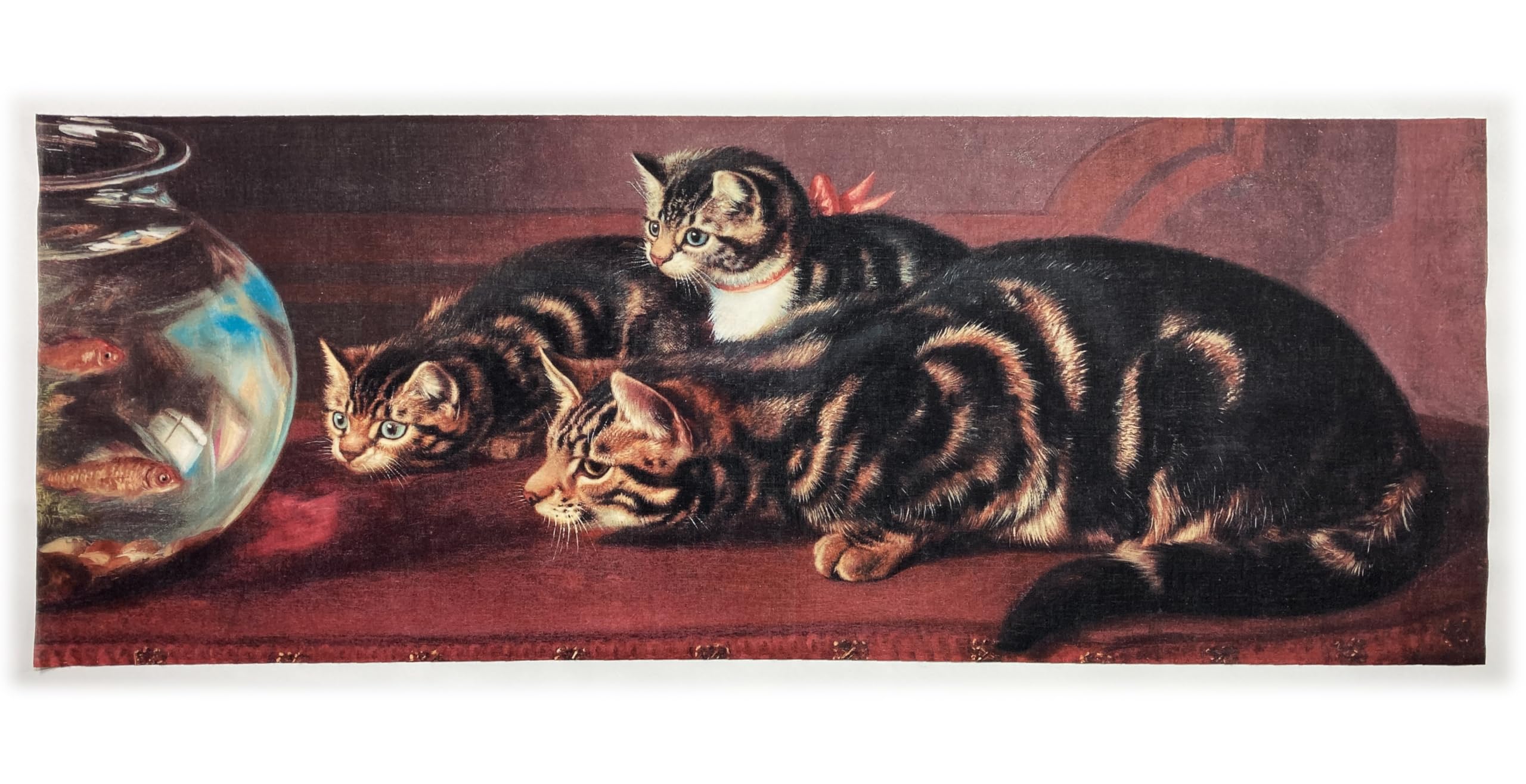 

hand towel from the past and Horatio Henry Cat by a Goldfish Bowl Ukiyo-e present, Coudely,