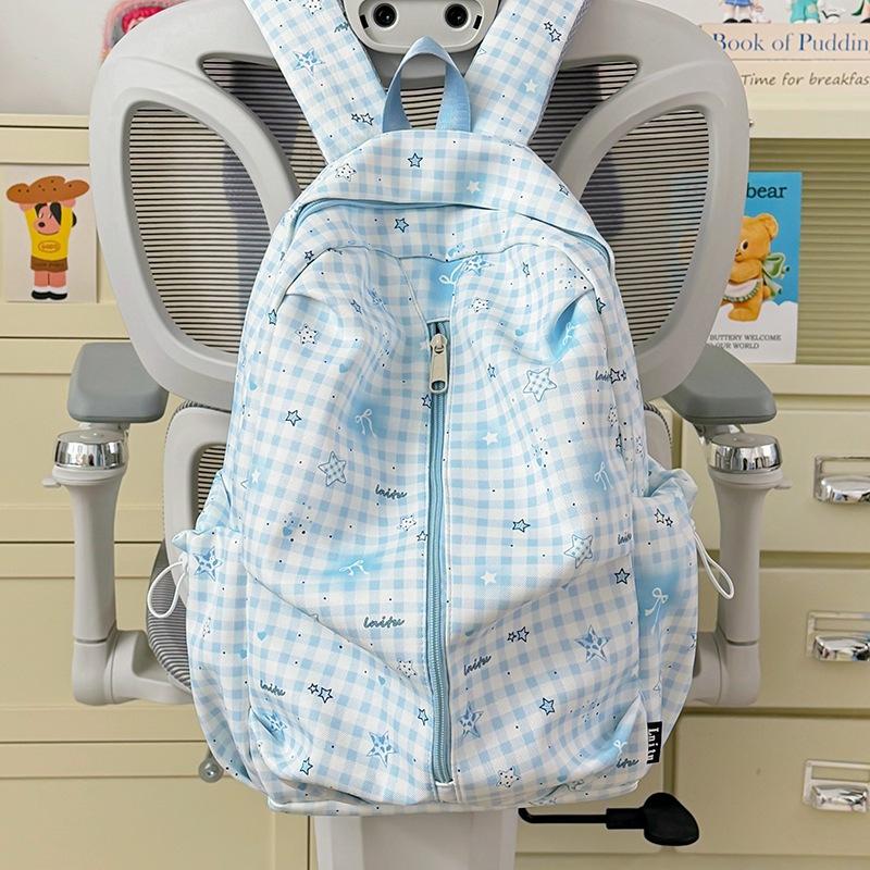 Schoolbag High Value Plaid Schoolbag Female Junior High School Student High School Student Light Casual Backpack Korean Primary School Student