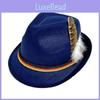Felt Fedora Hat With Feather Trim For Halloween And Festive Parties