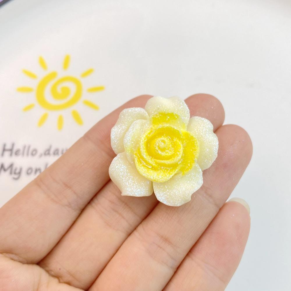 7Pcs New Mini Cute Shiny Roses Flat Back Resin Cabochons DIY Jewelry Craft Decoration Accessories