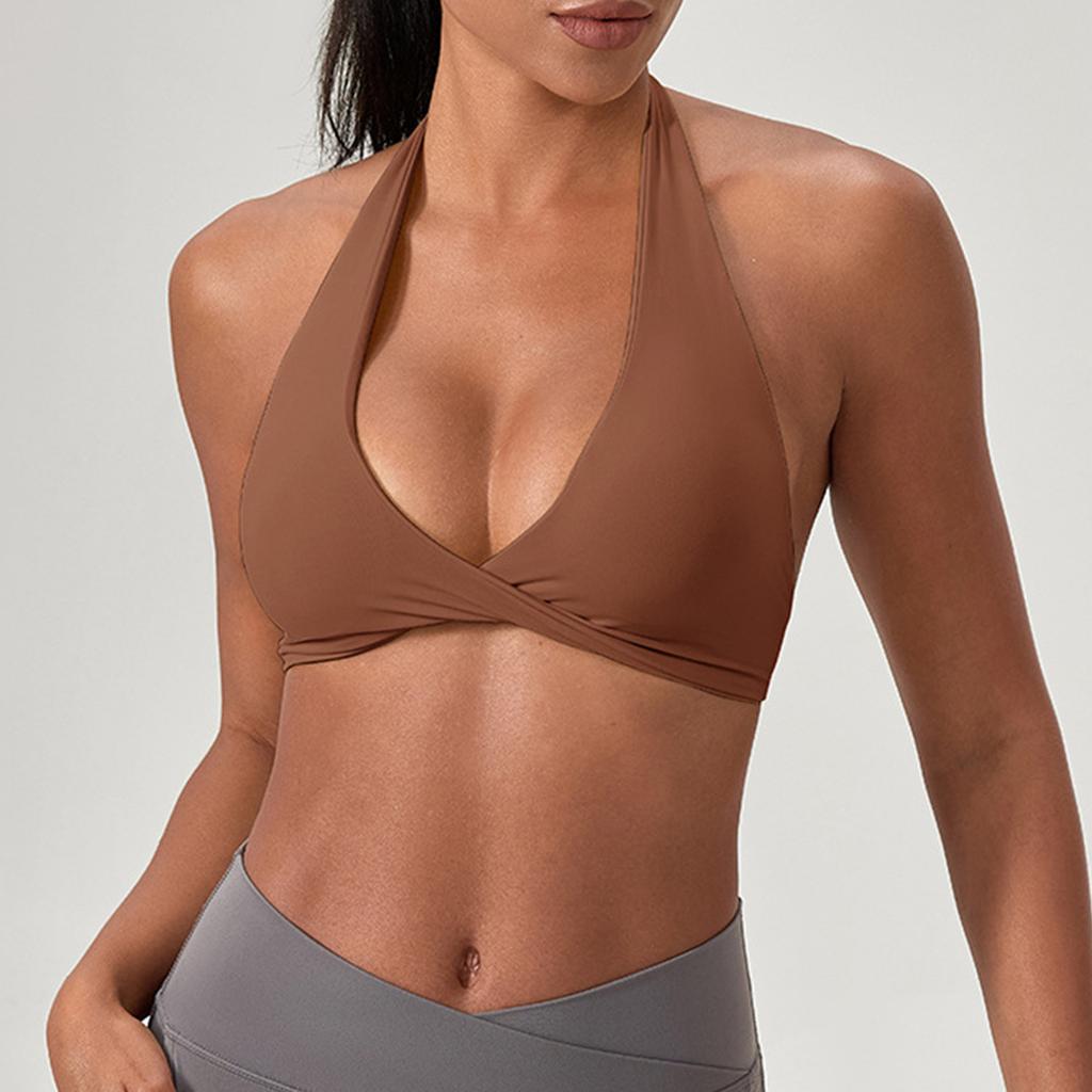 Top Corto Sportivo da Donna con Scollo all'Americana e Profonda Scollatura a V, Senza Ferretto, Tessuto Morbido, Reggiseno Sportivo per Yoga, Allenamento, Fitness, Esercizio