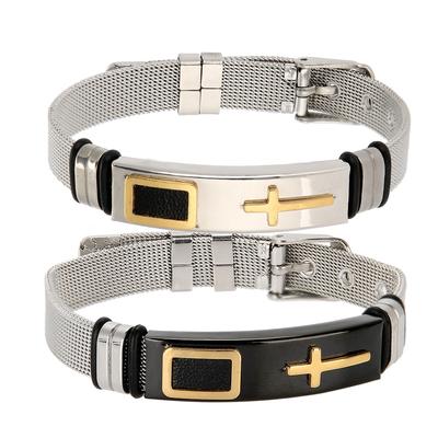 Fashion  Bracelet for Men Titanium Steel Bracelet Double Safety Clasp Male Jewelry