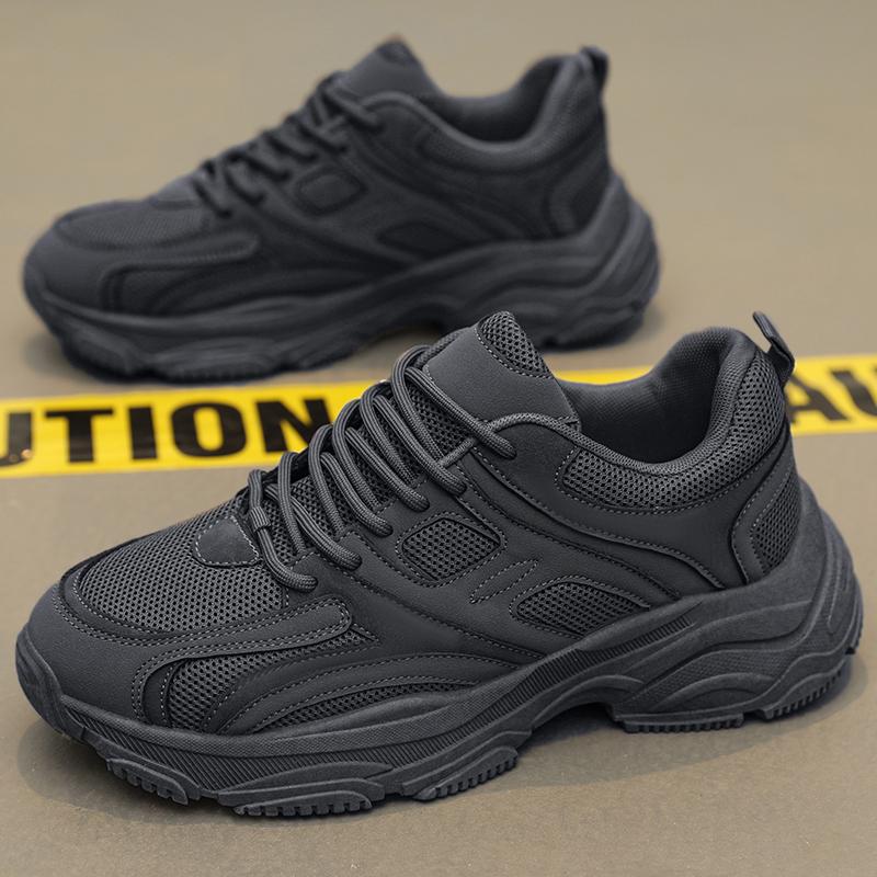 Men's Black Safety Shoes - Summer 2024: Durable, Trendy, Thick-Soled Construction and Sports Wear