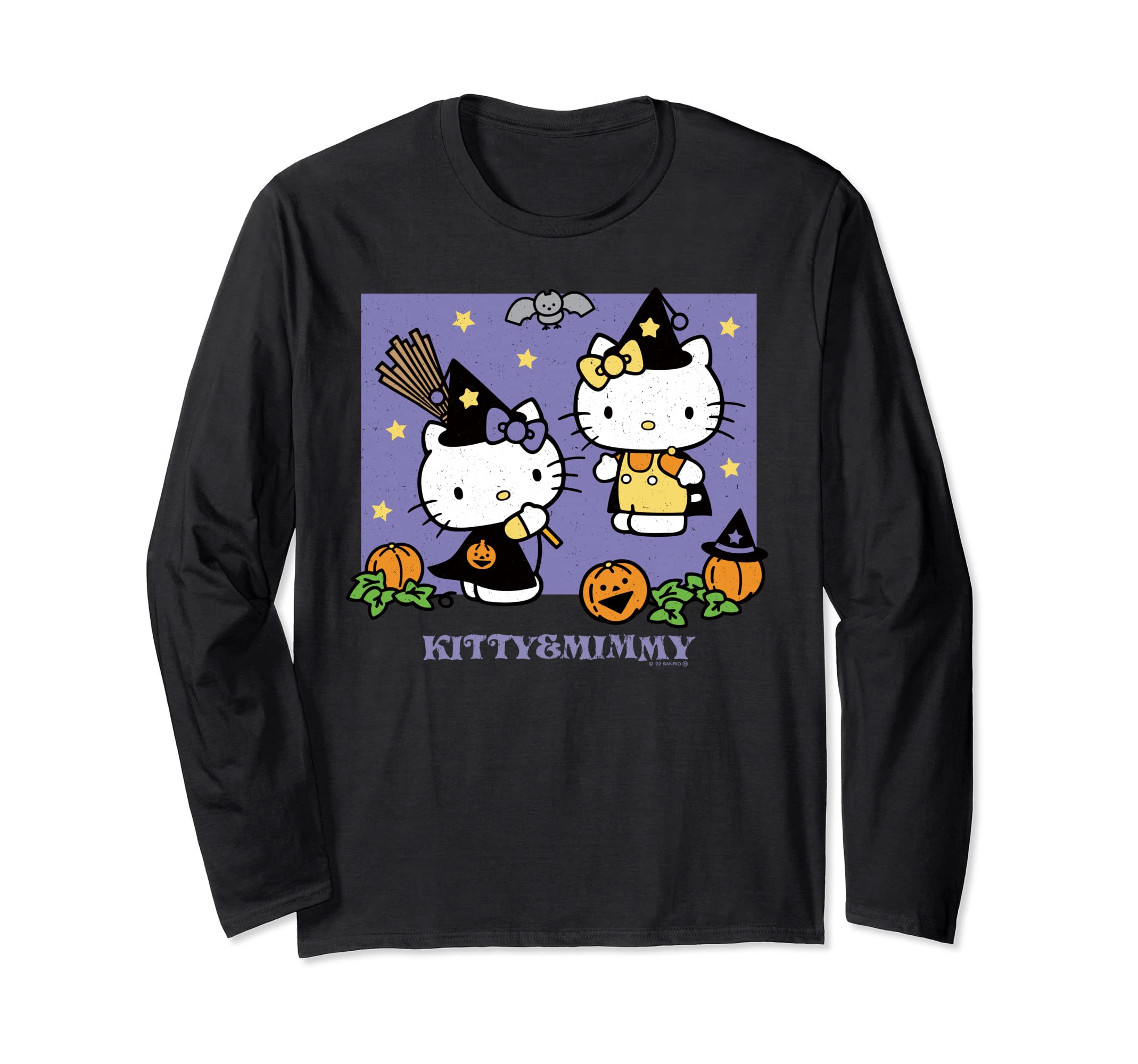 

Футболка с длинным рукавом Hello Kitty и Mimmy от US Design [специальная акция на Хэллоуин] чёрный