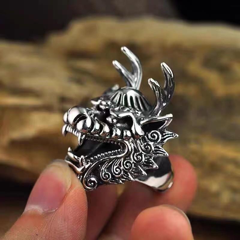 New Style Dragon Head Ring for Men with Domineering Dragon King Index Finger Open Design Ring