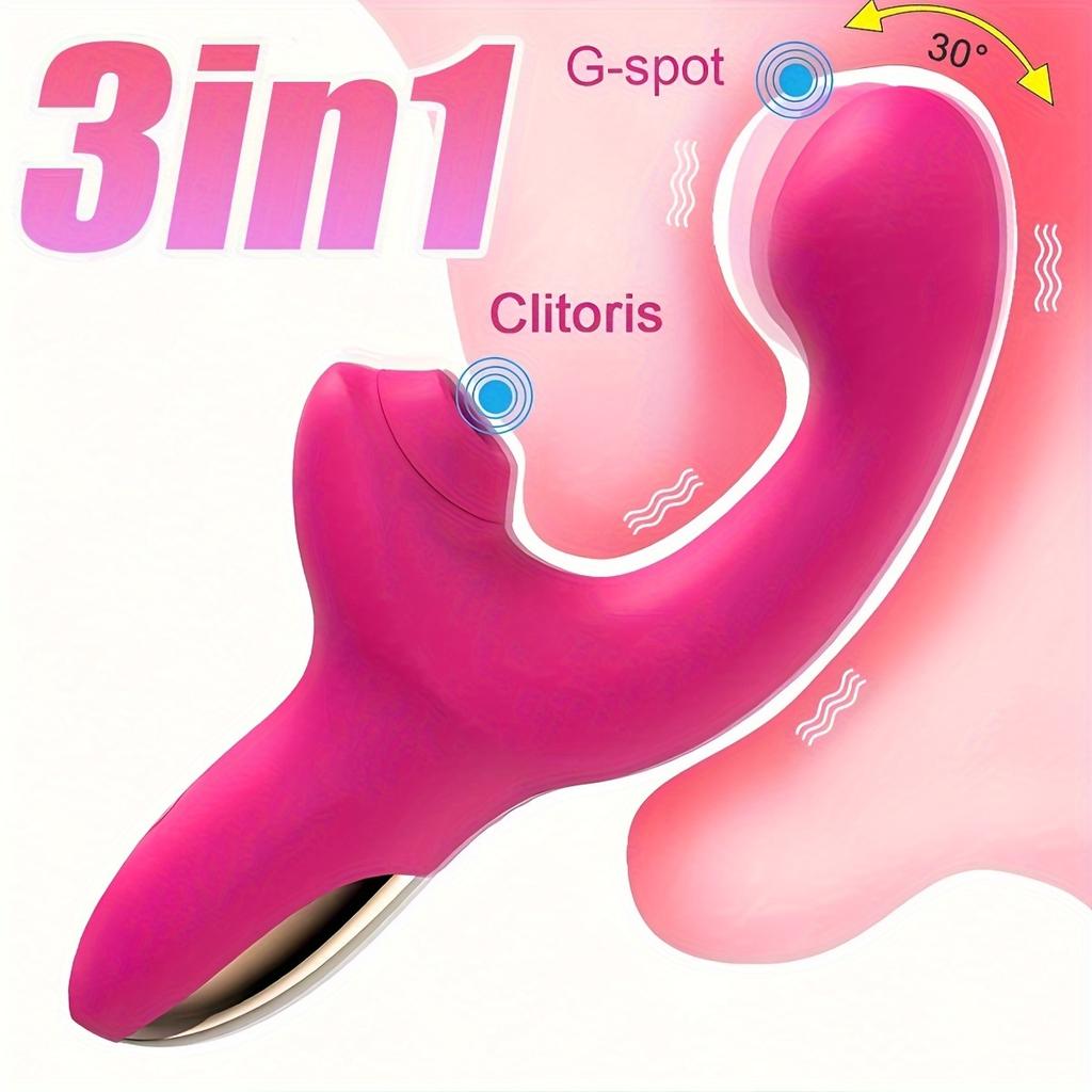 1pc Powerful Dildo Vibrator G-Spot Vibrator with 10 Sucking and Vibrating Patterns Female Clitoral Sucker Vacuum Clitoral Stimulator