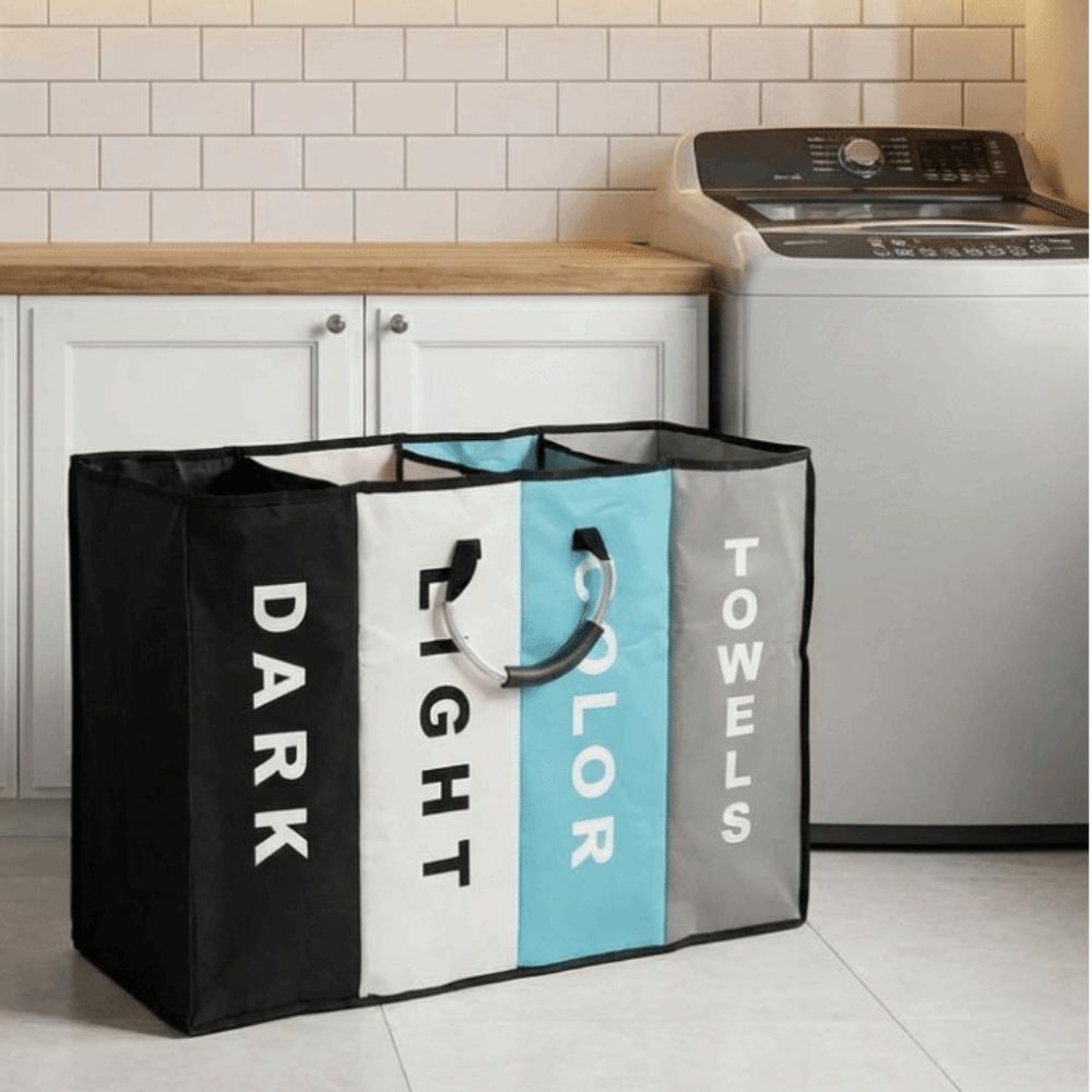 Folding 4 Grids Dirty Clothes Basket Oxford Cloth Miscellaneous Storage Bag  Dormitory