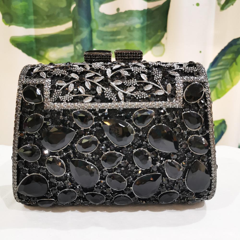 Large Blue Stone Evening Bag Rhinestone Clutch Purse Women Luxury Wedding Purse Bridal Party Formal Crystal Handbags Diamond
