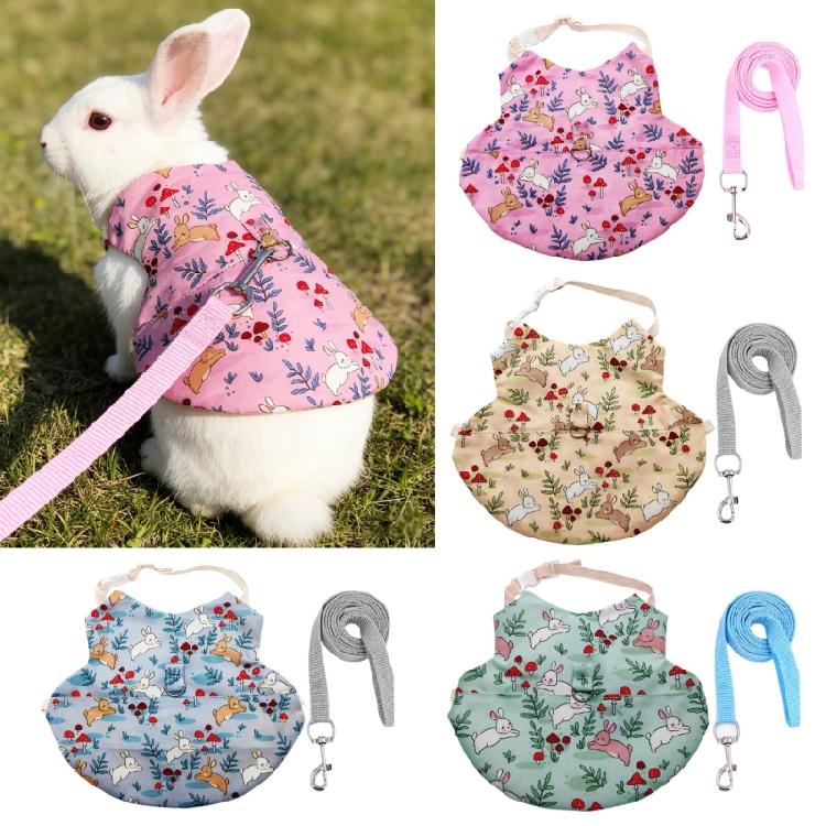 Fashion Rabbit Print Pet Harnesses With Detachable Leashes Soft Cotton Suitable for Small Animals