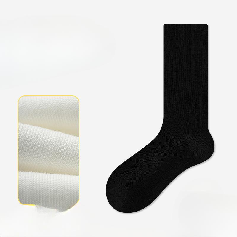 Female Summer Thin Style Pure Cotton 10A Antibacterial Deodorant Boneless Solid Color Long Tube Pile Socks