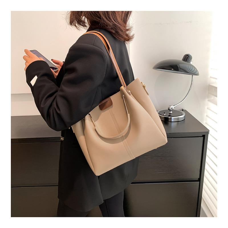 Damen Faux-Leder Eimer Tasche Neu Retro Minimalistisch Große Kapazität Reißverschluss Schulter Handtasche