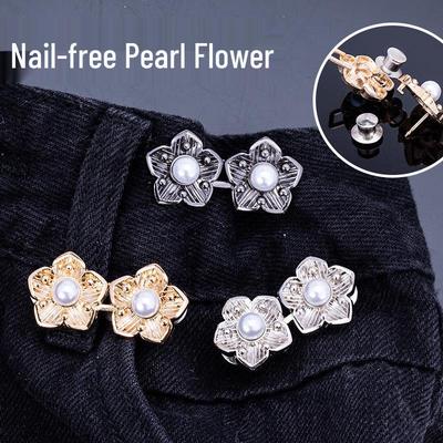 Stringivita Regolabile a Fiore di Perla con Bottone a Pressione per Jeans