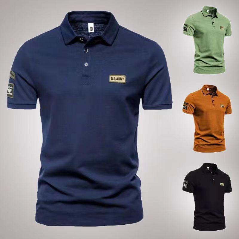 Vysoce kvalitní pánské polo tričko s výšivkou, krátký rukáv, nežehlivé