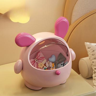 Cute Rabbit Desktop Storage Box Large Capacity Hairpin Jewelry Organizer Creative Plastic Office Storage Box for Home Stationery