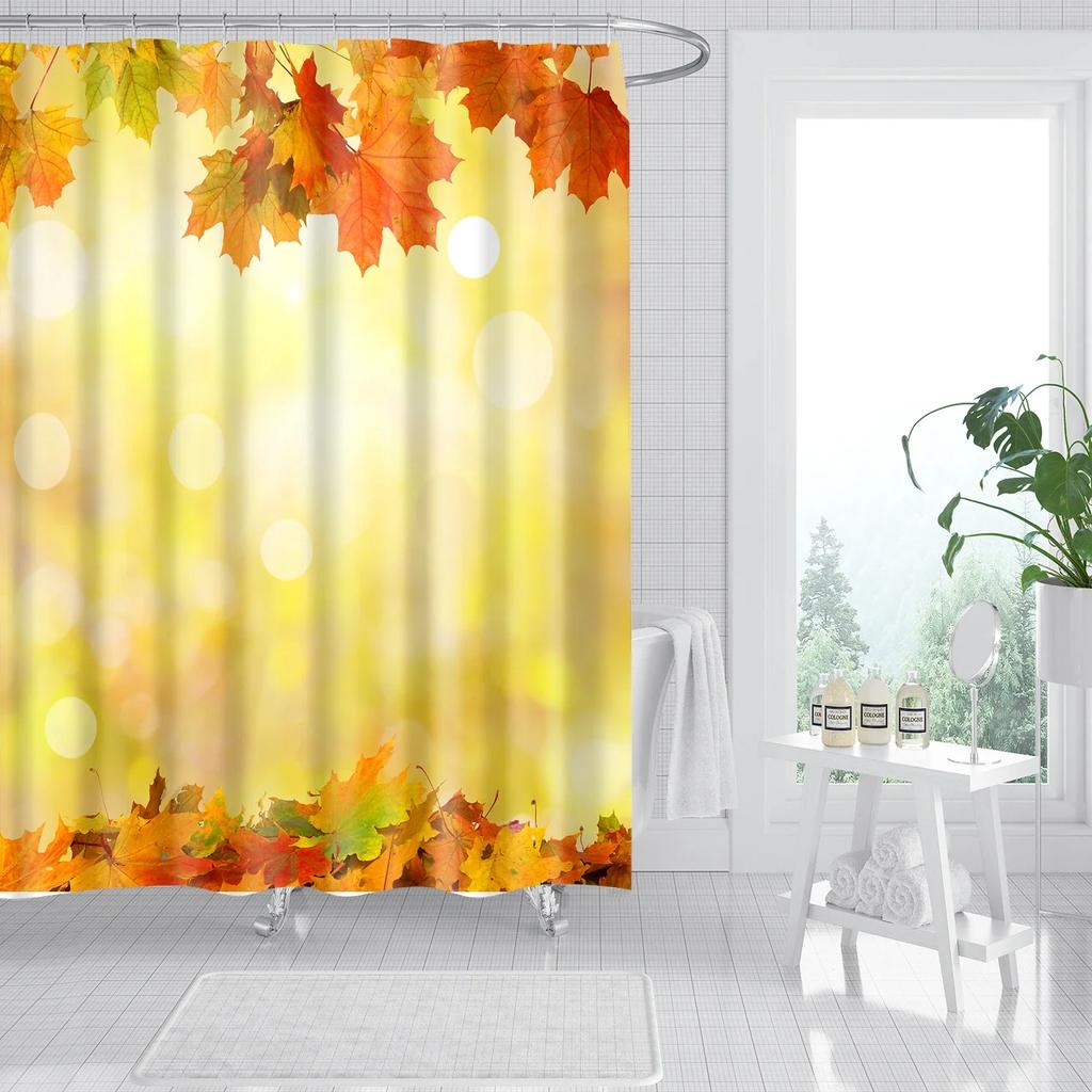 Rose Plum Blossom Flowers Print Waterproof Shower Curtain Washable Fabric Bath Curtain Home Bathroom Curtains With 12 Hooks