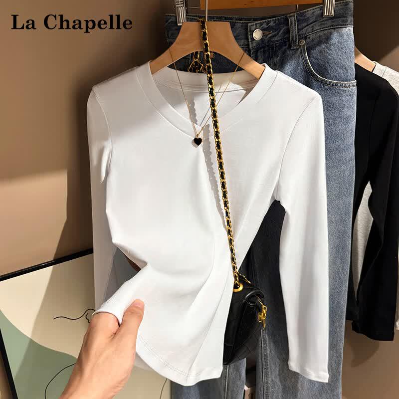

La Chapelle 2025 Ribbed V-Neck Long Sleeve Slim Fit T-Shirt 2XL