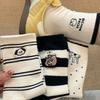 Ladies' Spring and Autumn Cotton Striped Cartoon Cute Mid Calf Socks