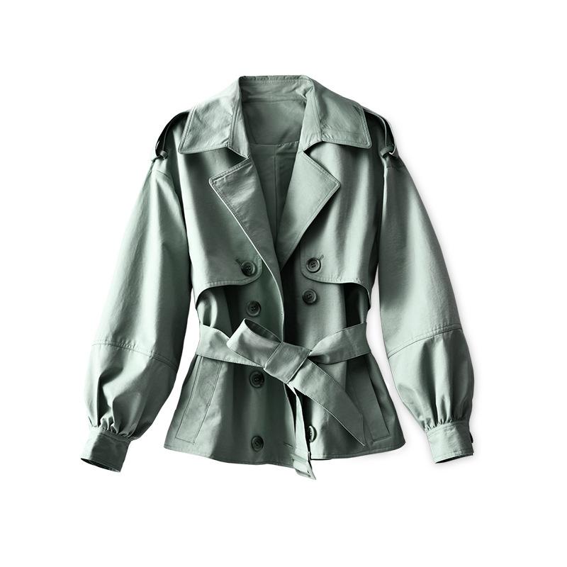 

Острый короткий тренч женский тренч весна и осень весна и осень новая модель для миниатюрных женщин L морская волна