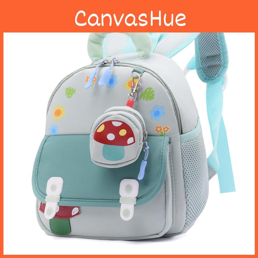 Kids Mushroom Preschool Backpack Cartoon Print Wear Resistant Polyester Fabric