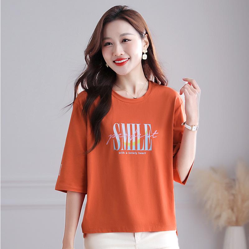 Women's Loose-Fit Pure Cotton Short-Sleeve T-Shirt 2025 - Thin, Large Size Summer Top for Middle-Aged Moms