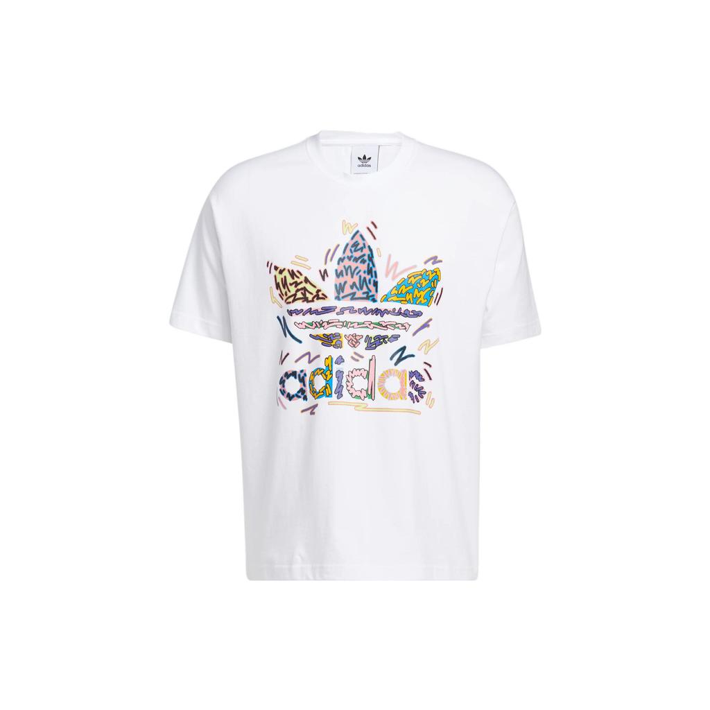 Adidas Originals Trefoil SS22 Cartoon Logo Print Casual Short Sleeve T-Shirt Unisex Tops White HC3076