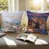 Winter Holiday Town Cushion Cover Car Throw Pillow Case For Sofa Car Christmas Gift 40x40cm 45x45cm