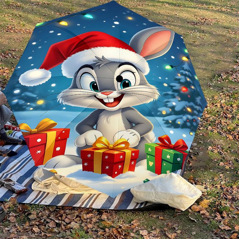 1PC Warner Christmas Rabbit Automatic Open/Close Umbrella with Windproof, 97-Rib Sturdy Canopy, Durable Ribs1314A