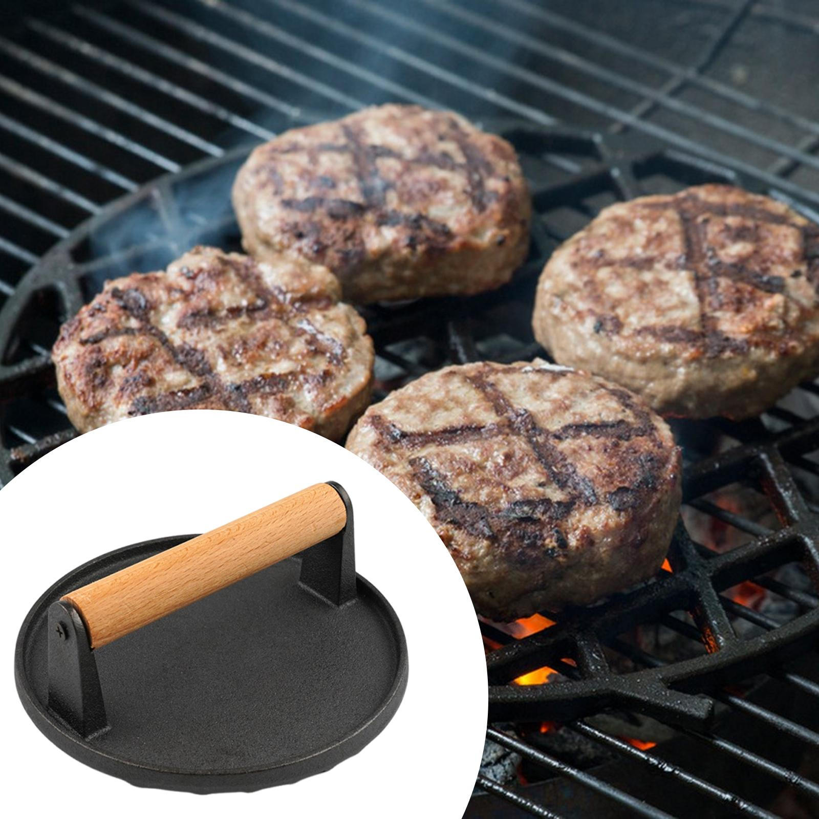 

Burger Press, Heavy Duty Professional Cast Iron Steak Kitchen Utensil Barbecue Tool for