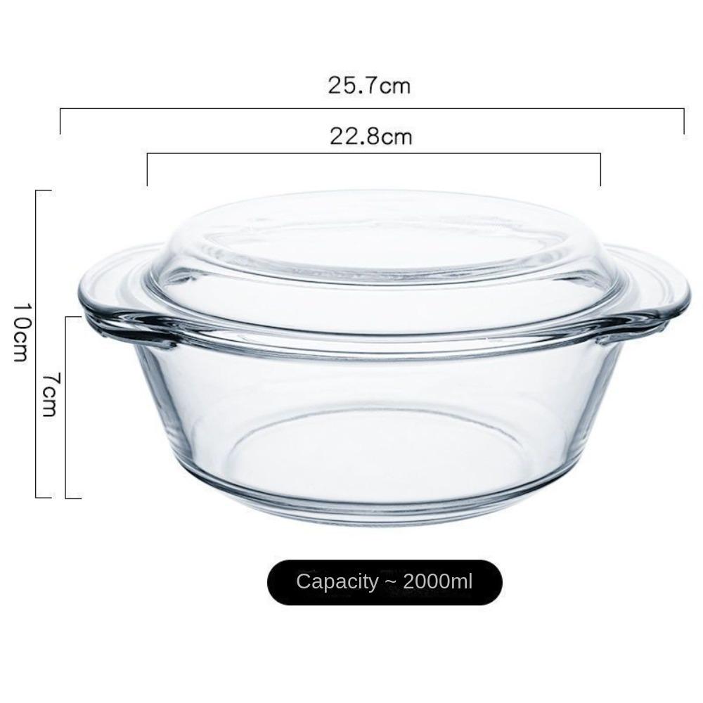 Krystallskål med høy borosilikatglass Varmebestandig husholdningskokegryte Matoppbevaringsbeholder