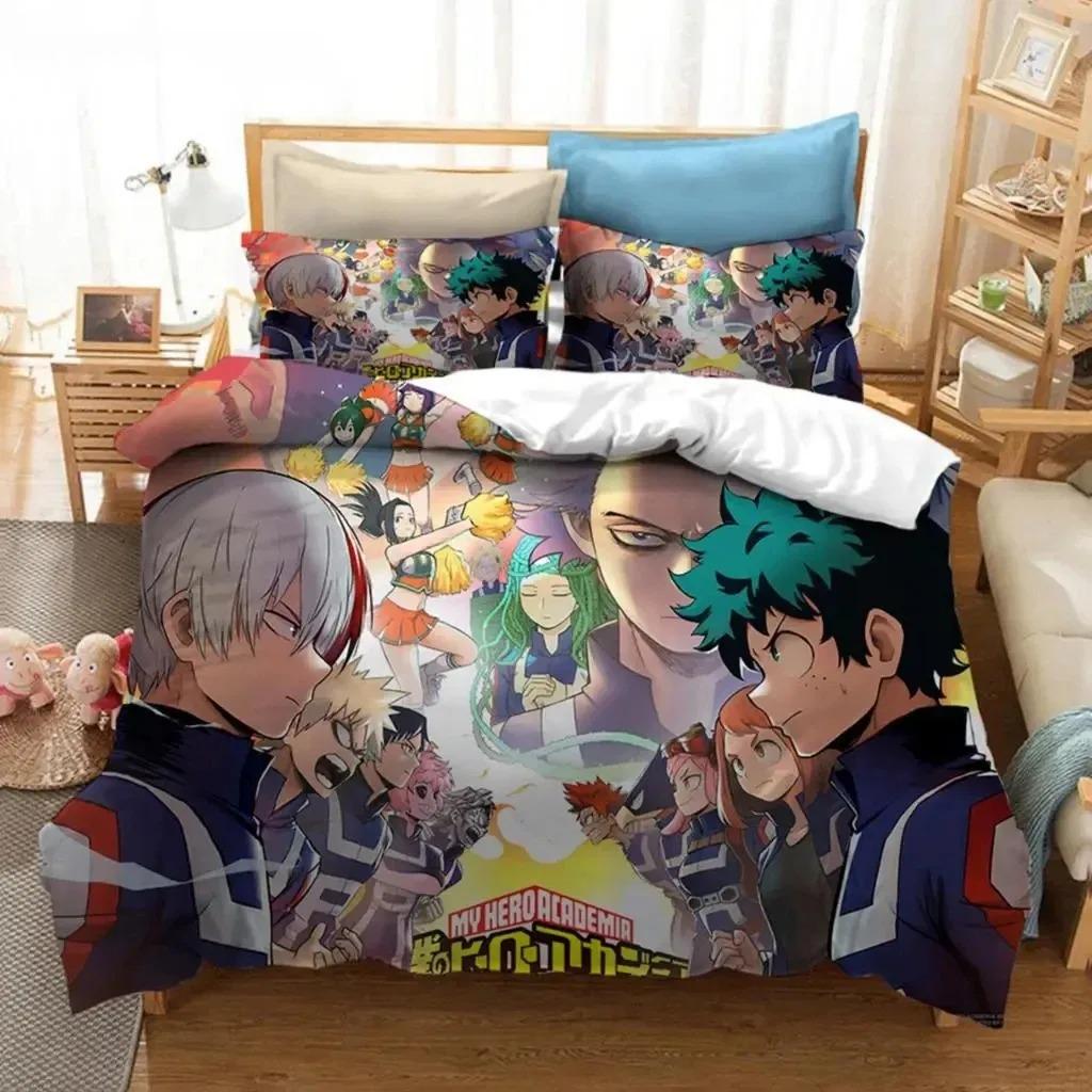 Anime My Hero Academia Bedding Set Boys Girls Twin Queen Size Duvet Cover Pillowcase Bed Boys Adult Fashion Home Textileextile