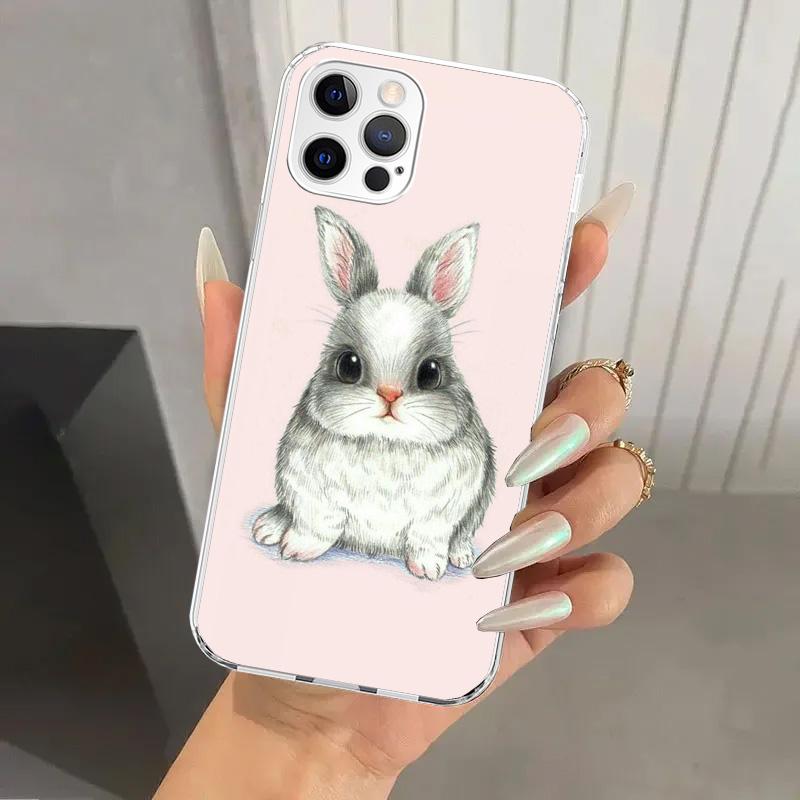 Cute Bunny Baby Rabbits Phone Case for Iphone 17 Air 16 15 Plus 14 13 Mini 12 11 Pro Max 16E 7 8 SE 2020 Soft Funda Print Shell