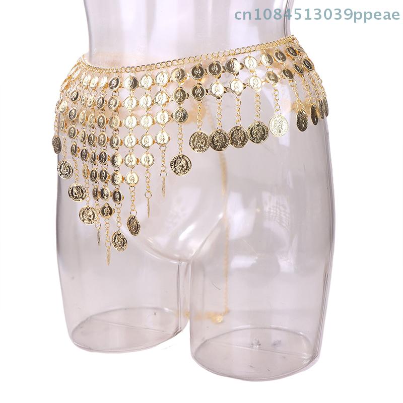 1 Pc Triangle Belly Dance Waist Chain, Sequined Tassel Waist Ornament, Oriental Dance Metal Waist Chain