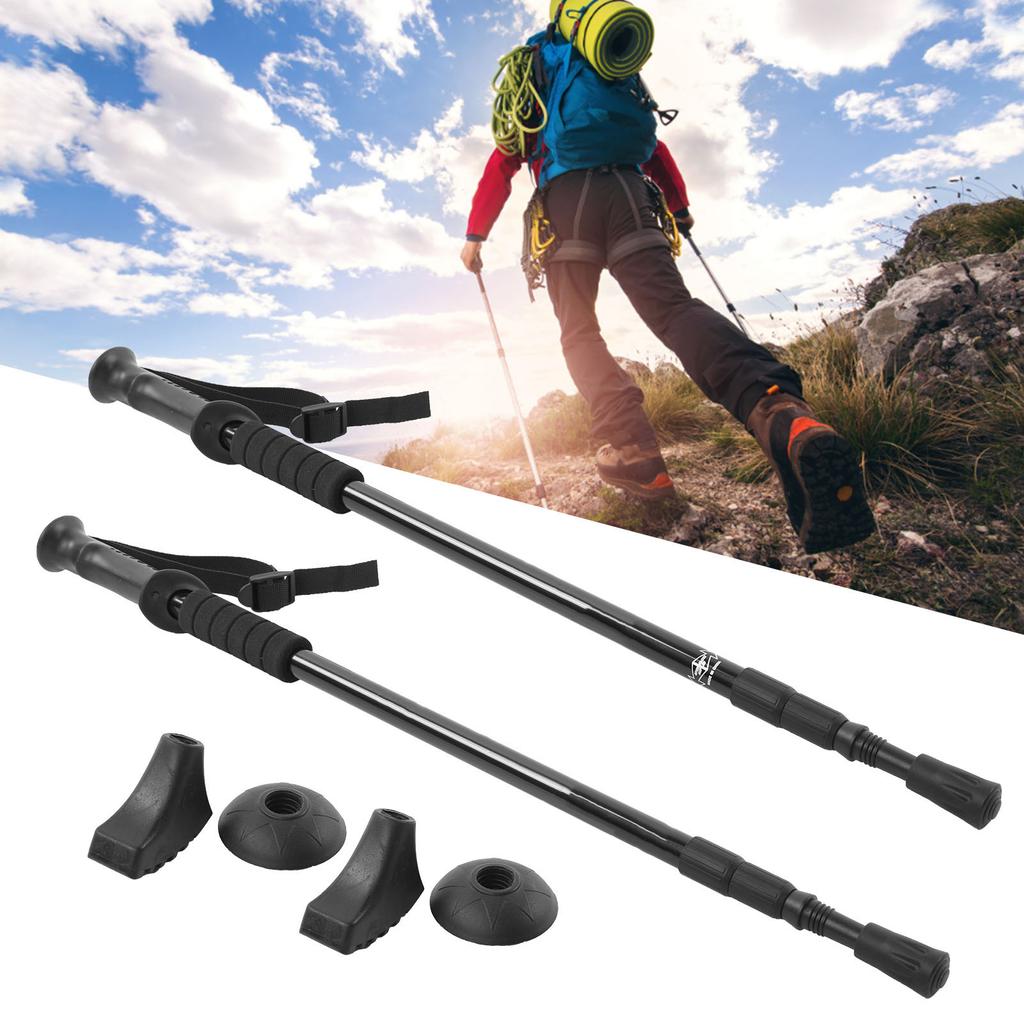 Outdoor Aluminum Alloy Walking Sticks AntiSlip Hiking Climbing Trekking Poles Kit
