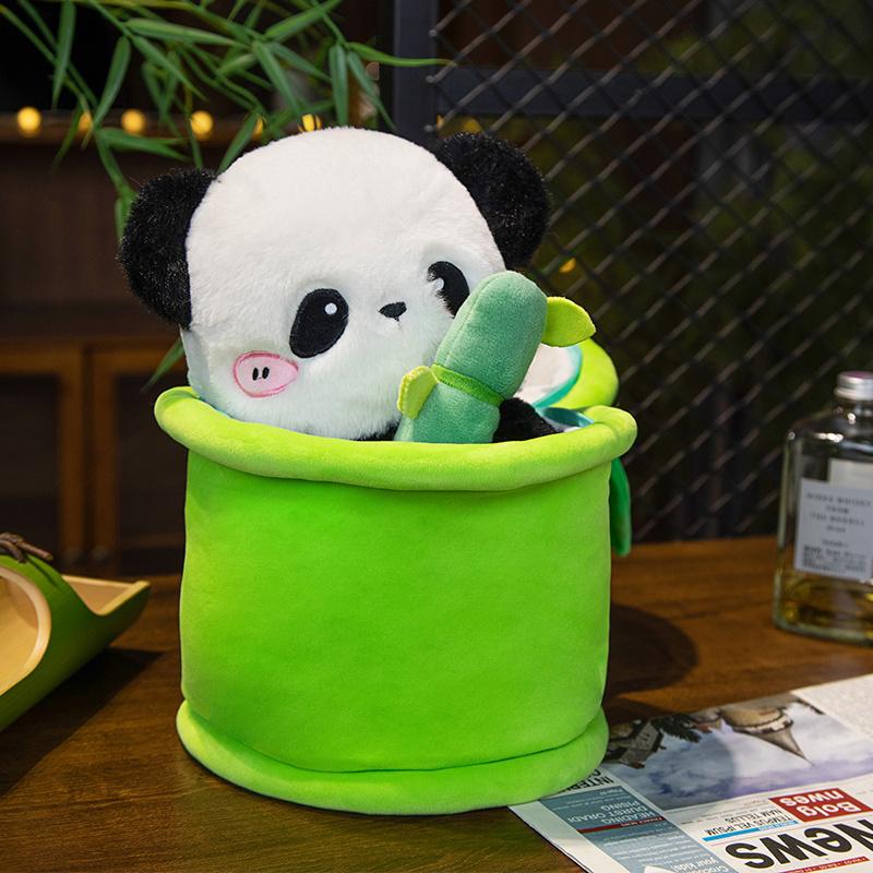 2 in 1 Cute Bamboo Panda Plush Toy Kawaii Stuffed Animal  Panda Plushie Doll Pillow 30-35cm