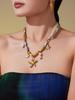 Qiong Yao Multi-Pendant Pearl Silk Scarf Necklace with Stainless Steel Clavicle Chain