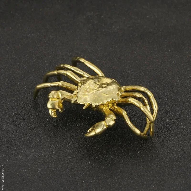 Funny Pure Brass Crab Figurines Animal Statue Miniatures Copper Ornament Home Office Desk Decoration Crafts Home Decor Nordic