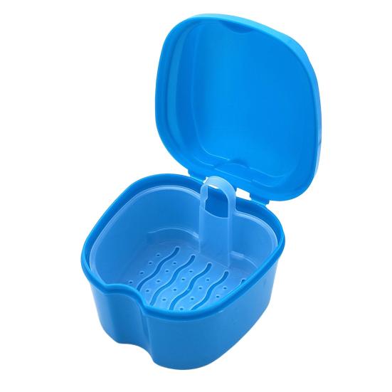 Dentures Case Portable Soaking Denture Bath Box with Strainer Basket Invisible Brace Retainer Mouth Guard Dental Aligner Container Holder