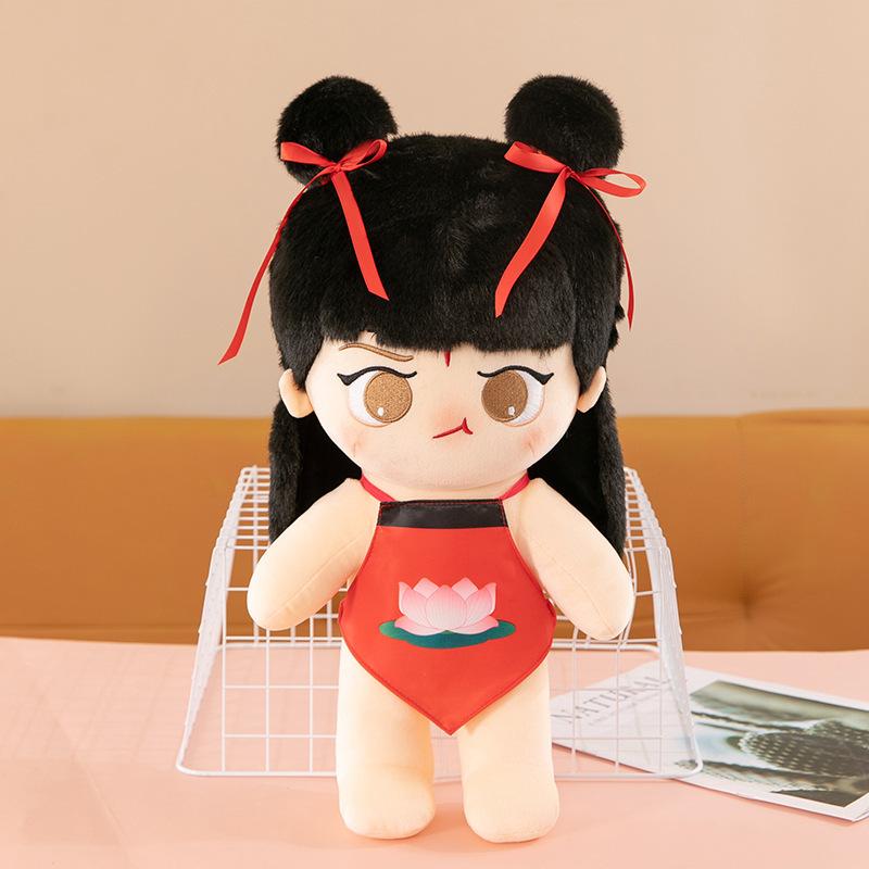 Cute Nezha Plush Toy Cotton Doll Girl Doll Nezha Doll Girl Throw Pillow Children's Birthday Gift