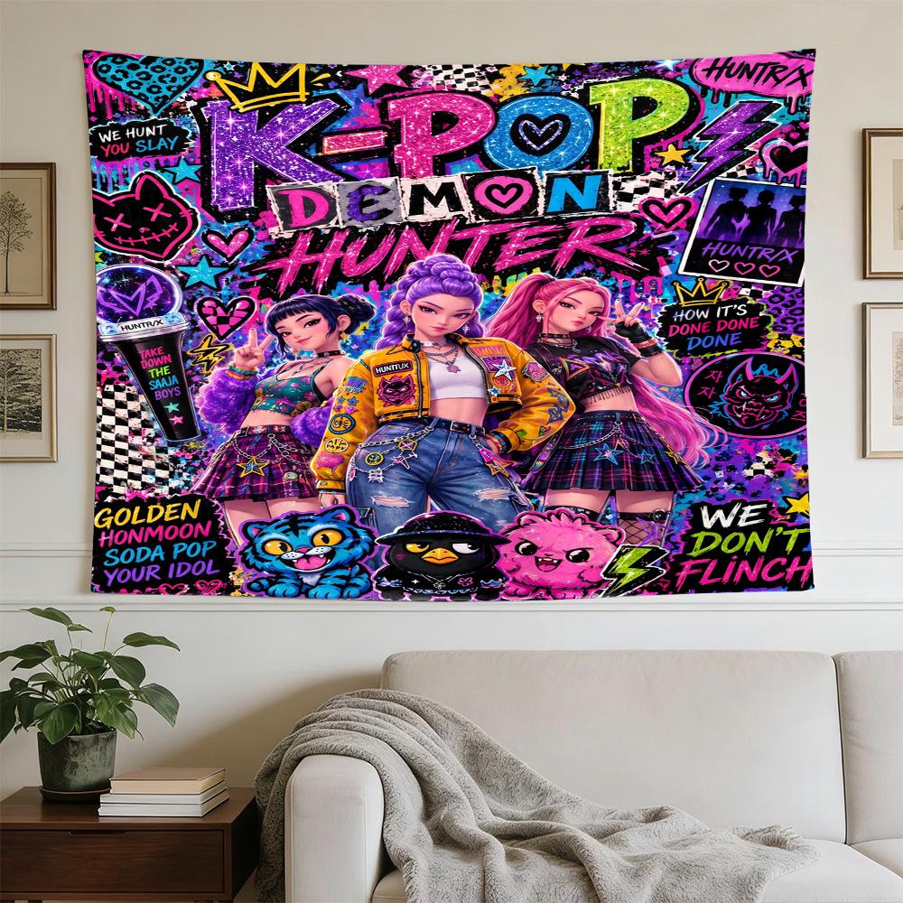 K-pop Fashion Fusion Decorative Wall-Hanging Tapestry, Home Ornament for Living Room,Dorm and Fan Parties,Multi-style,celebrities,cartoons,music,sport