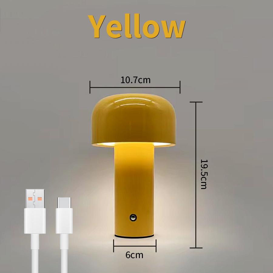 

Rechargeable Mushroom Table Lamp Touch Switch Dimmable 3 Colors Desk Lamp Living Room Bedroom Bedside Restaurant Ambient Light жёлтый