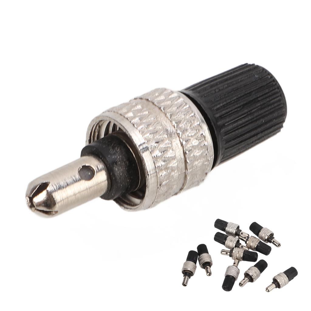 10 Stück Fahrradreifen Ventileinsatz Set mit Kappe Vernickeltes Messing Deutscher Ventilschaft Einsatz für Elektro