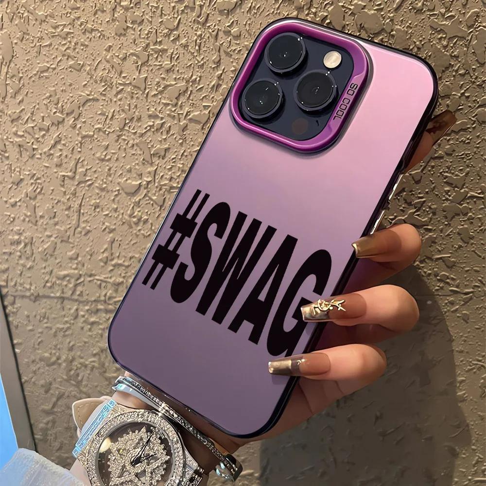 Y2K #SWAG Letter Phone Case for iPhone 17 Air 16 E 15 14 Plus 13 12 Mini 11 Pro Max Acrylic Sheet Silicone Soft Edge Hard Cover