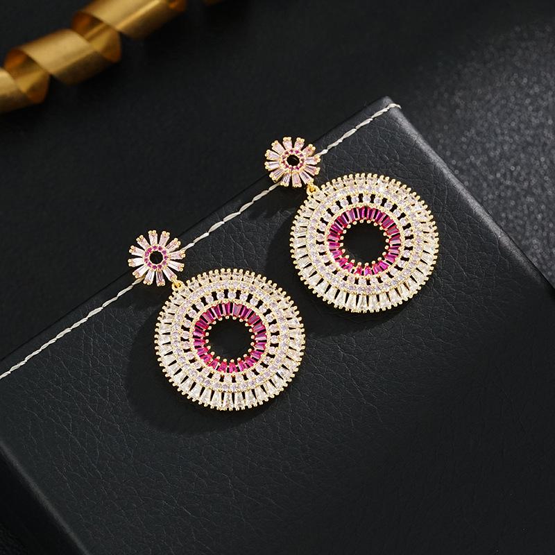 

Trendy Blue Zircon Rhinestone Statement Earrings with Silver Needle 18K жовтий