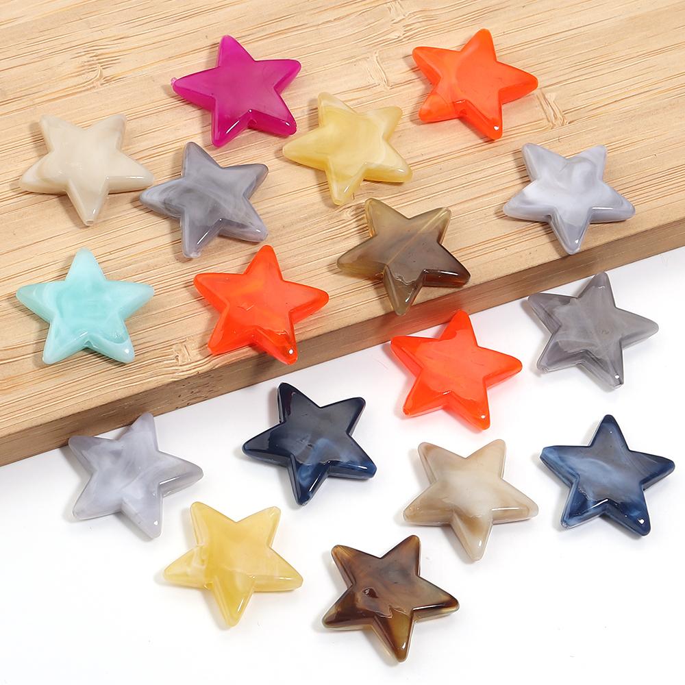 50pcs/lot 21mm Acrylic Star Beads Colorful Pentagram Cloud Loose Spacer Beads for Jewelry Making DIY Necklace Bracelets Keychain