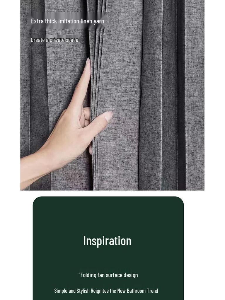 Premium Folding Waterproof Shower Curtain with Mildew Protection, Retractable Rod, No-Drill Installation for Bathroom and Toilet Partitions.
