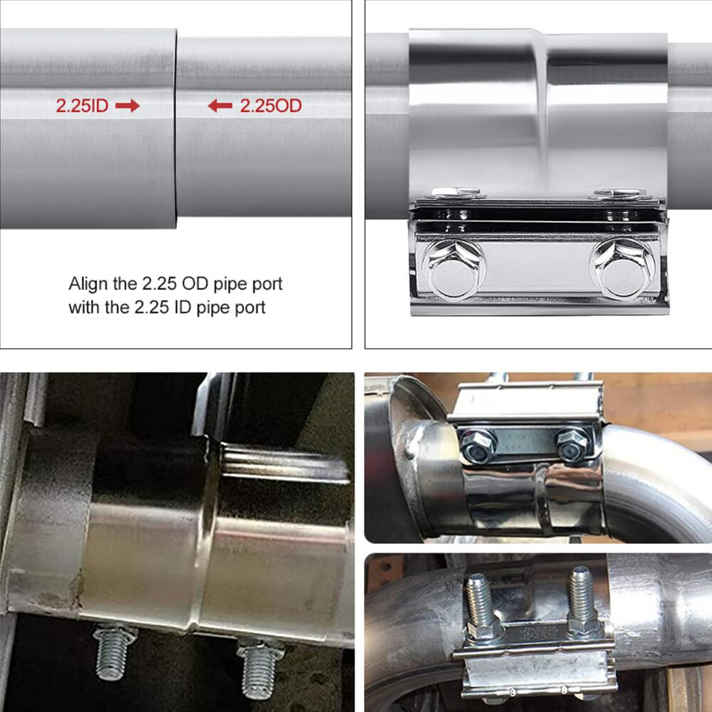 2PCS 3inch" Lap Joint Exhaust Band Clamp Muffler Sleeve Coupler Stainless Steel